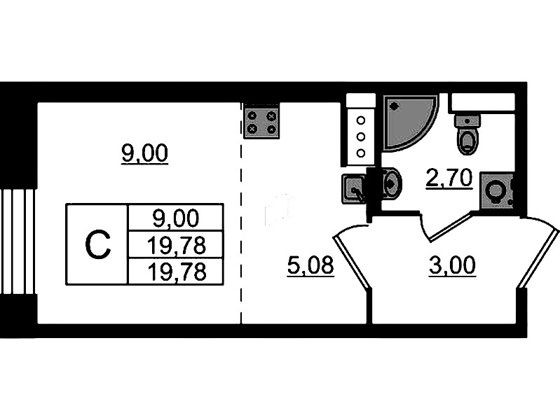 Квартира студия 19.78 м², 1/23 эт., ЖК «Живи! В Рыбацком»